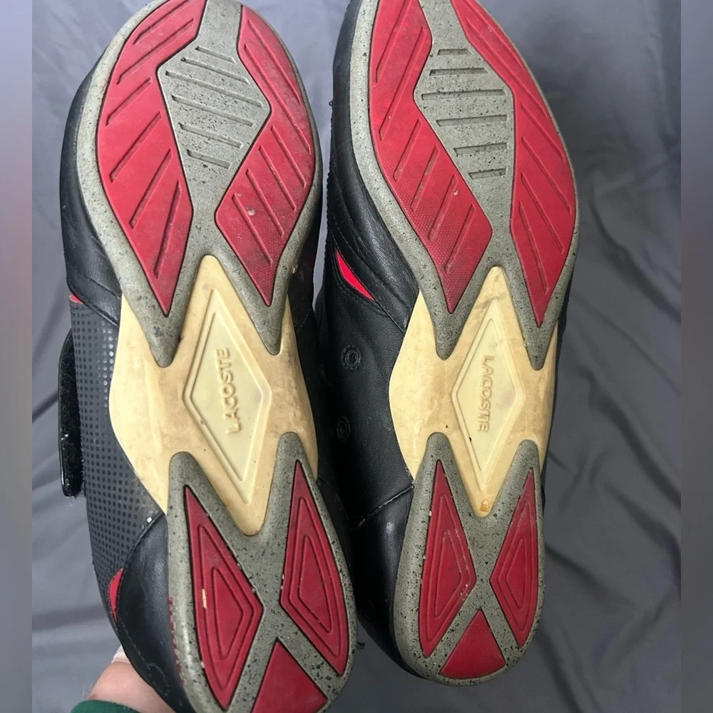 Lacoste Protect CRT low-top sneaker black red leather velcro closure Size 11.5 - Picture 9 of 10